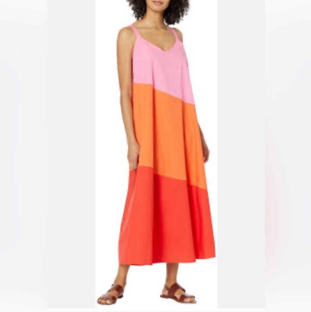 Mud Pie M Maxi pink, orange, &red spaghetti strap summer dress